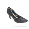 Tacones altos de mujer con diamantes de imitación con punta láser